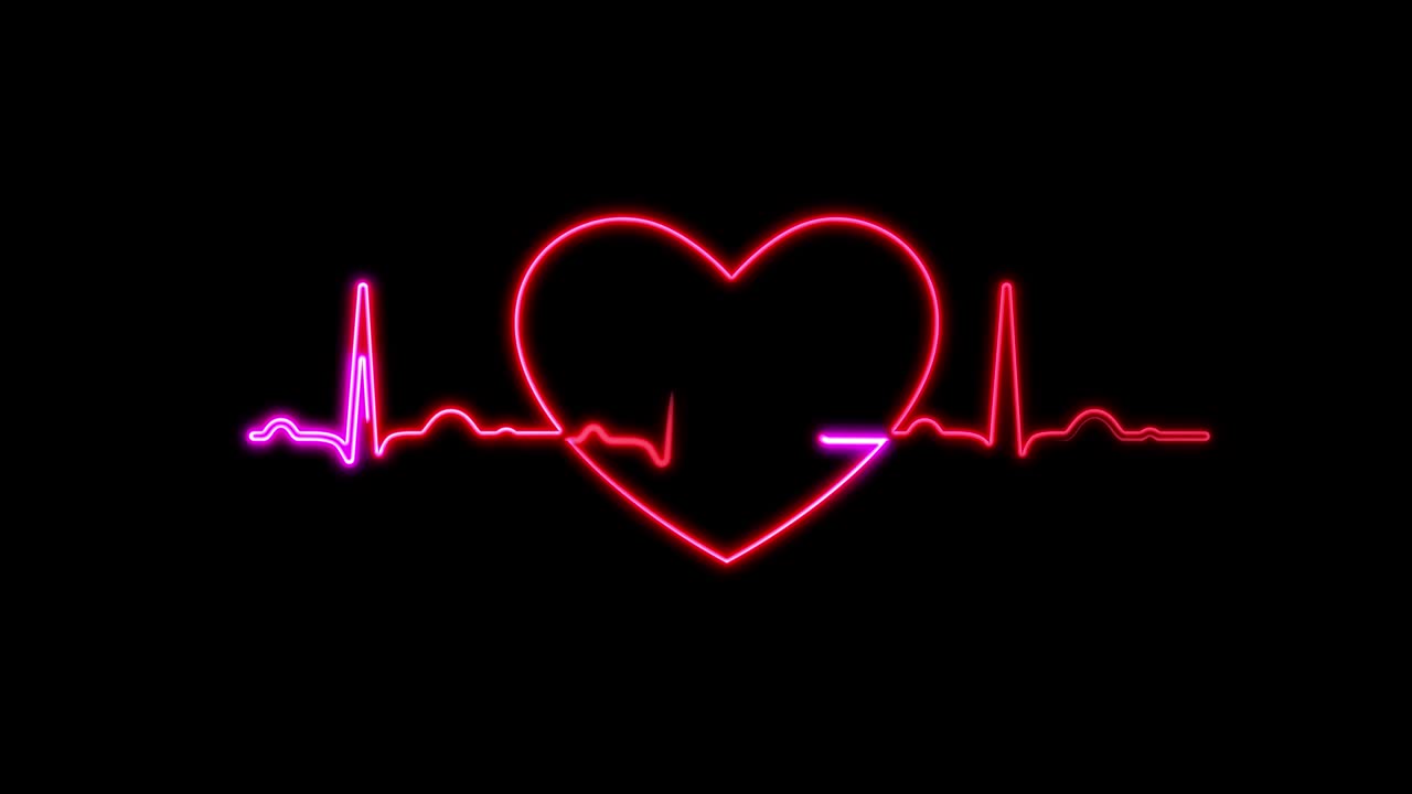 diseño de símbolo de neón señal colorido fondo abstracto línea de ritmo cardíaco. luz de neón ritmo cardíaco pantalla de pantalla investigación médica