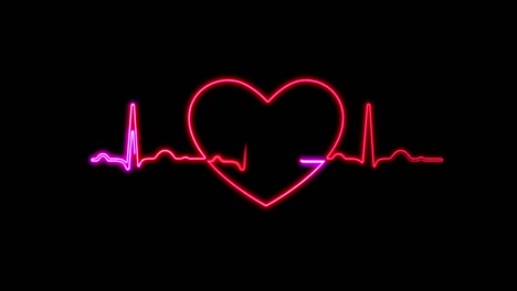 neon symbol design sign colorful abstract background heart beat line. neon light heartbeat display screen medical research