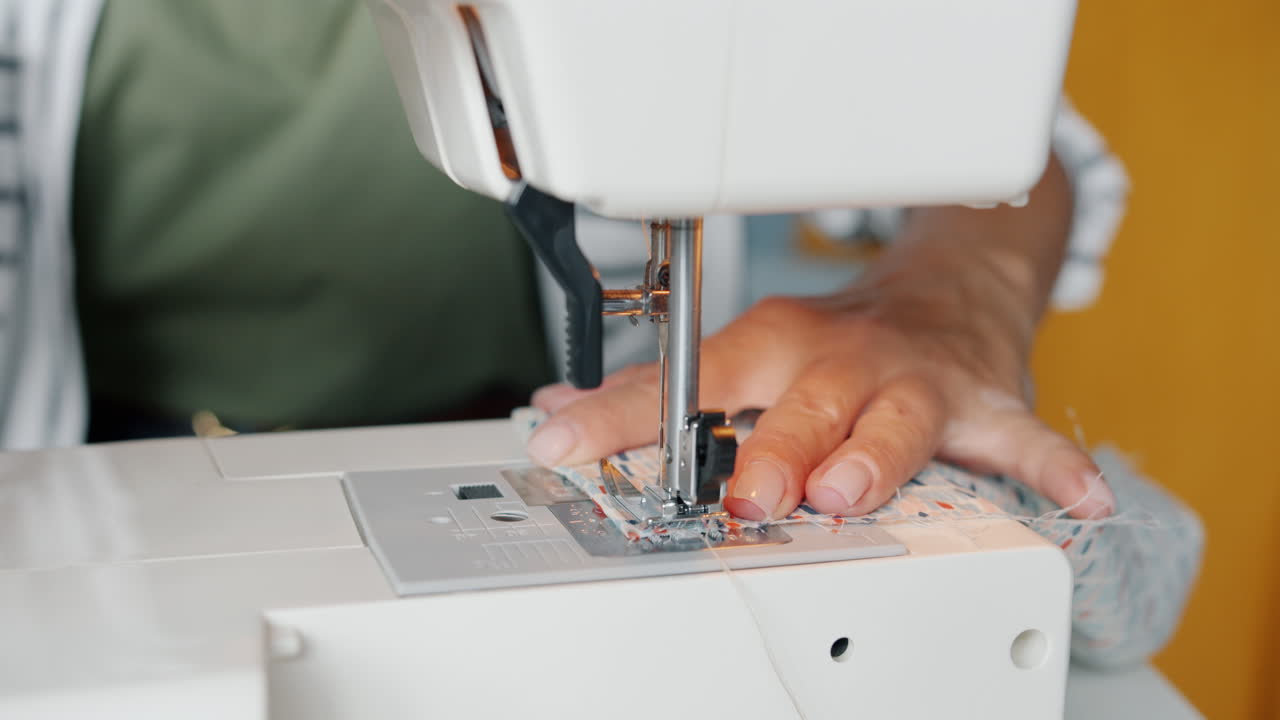 Woman using a sewing machine