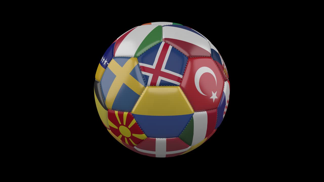 유럽의 발이 축구공에 회전하는 투명한 4k 영상, 알파, 루프 4