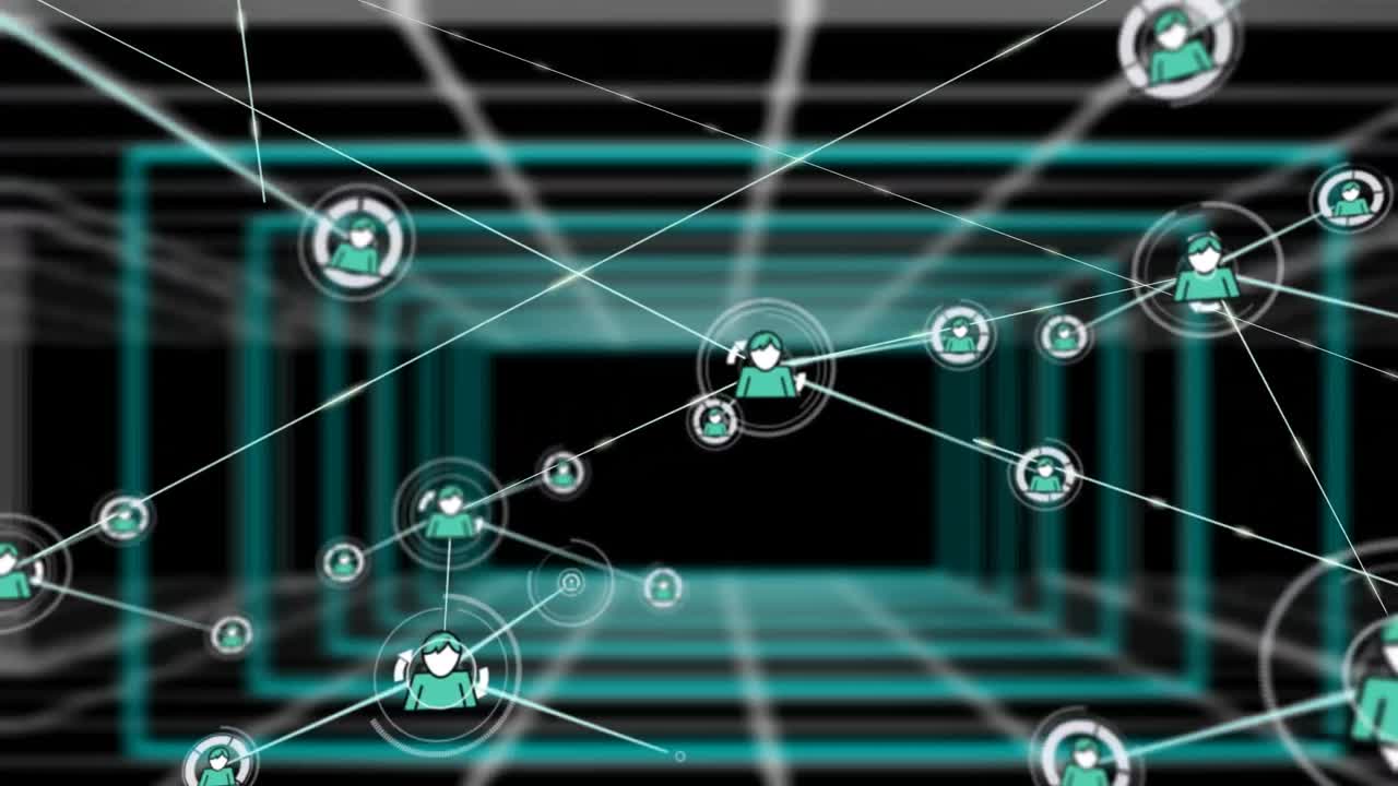 Animation of network of connections on black background