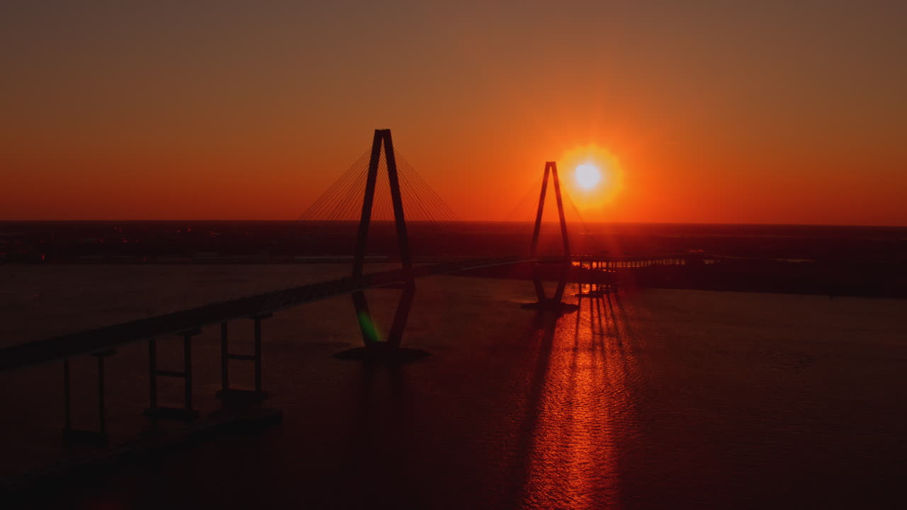 Stunning Sunset over the Arthur Ravenel Jr. Bridge in Charleston, South Carolina