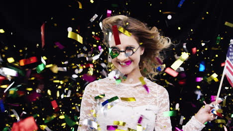 woman celebrating with confetti