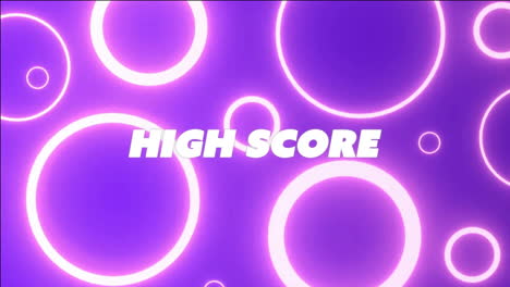 animation of high score text over neon circle pattern background