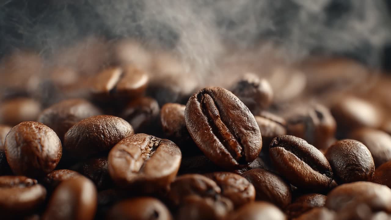Aromatiske kaffebønner: Friskhedens essens fanget i fantastiske detaljer, der viser den rige tekstur og duft, som inviterer dig til at nyde den perfekte bryg