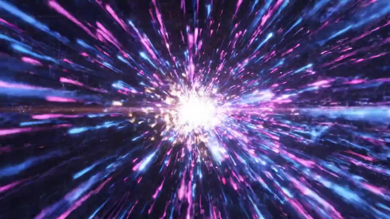 Un incredibile viaggio visivo attraverso un'esplosione di energia e luce colorata, che cattura l'essenza del movimento astratto in un universo digitale.