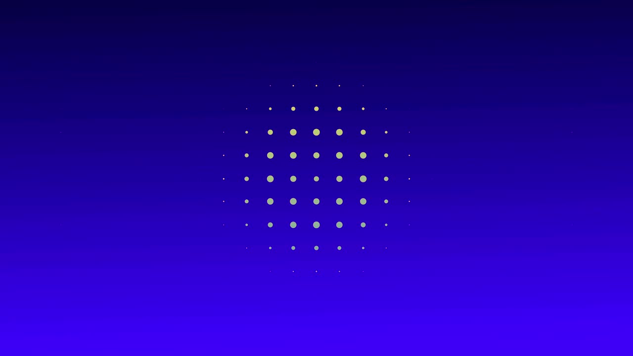 Animation of circle made of dots moving against blue background