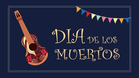 ilustración del día de los muertos con guitarra