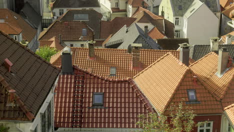 rootops of the historic wooden houses in downtown bergen, norway