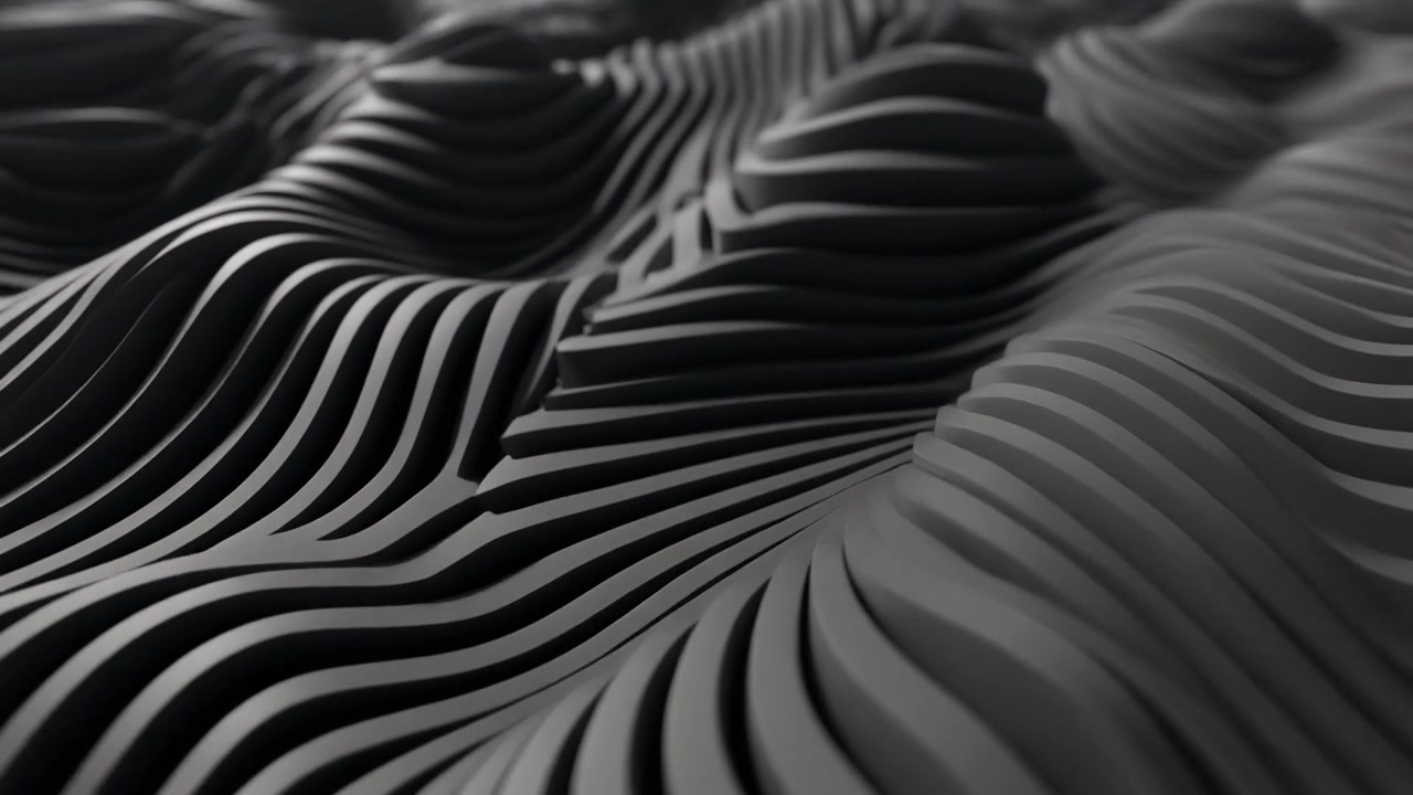 Abstrakt 3D-animation af bevægende mørke bølgede linjer