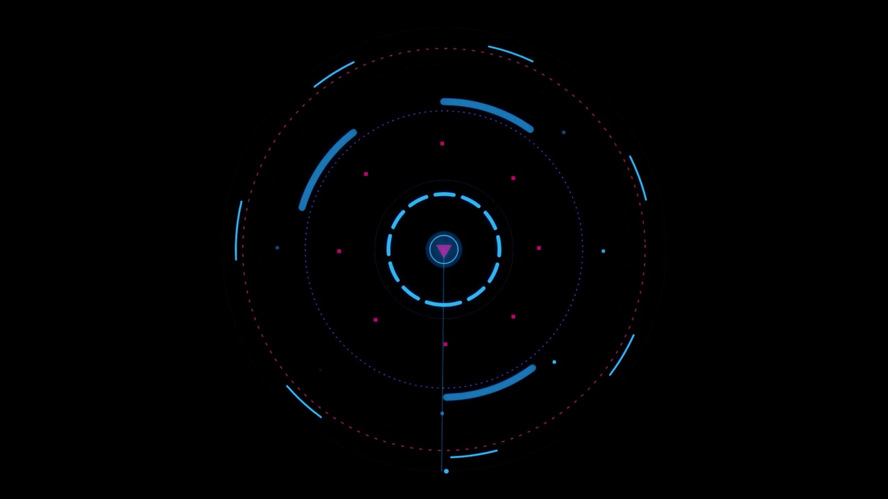 Interfaccia radar digitale con linea di scansione rotante