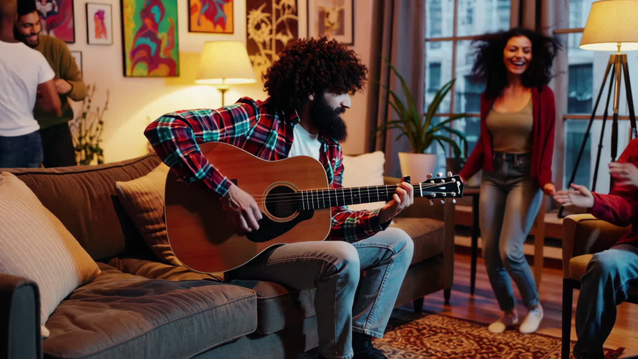 Venner fester med guitarmusik