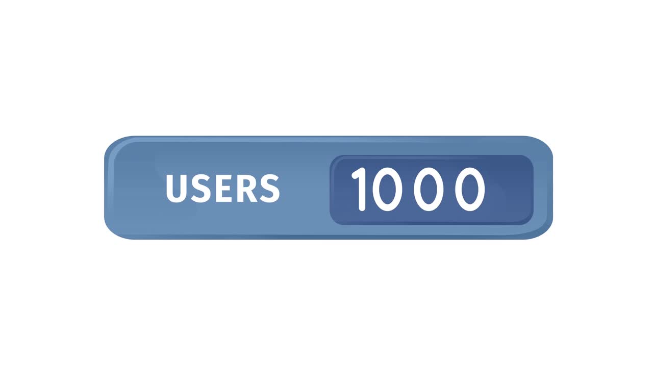 Animation of numbers changing and users text in blue banner on white background