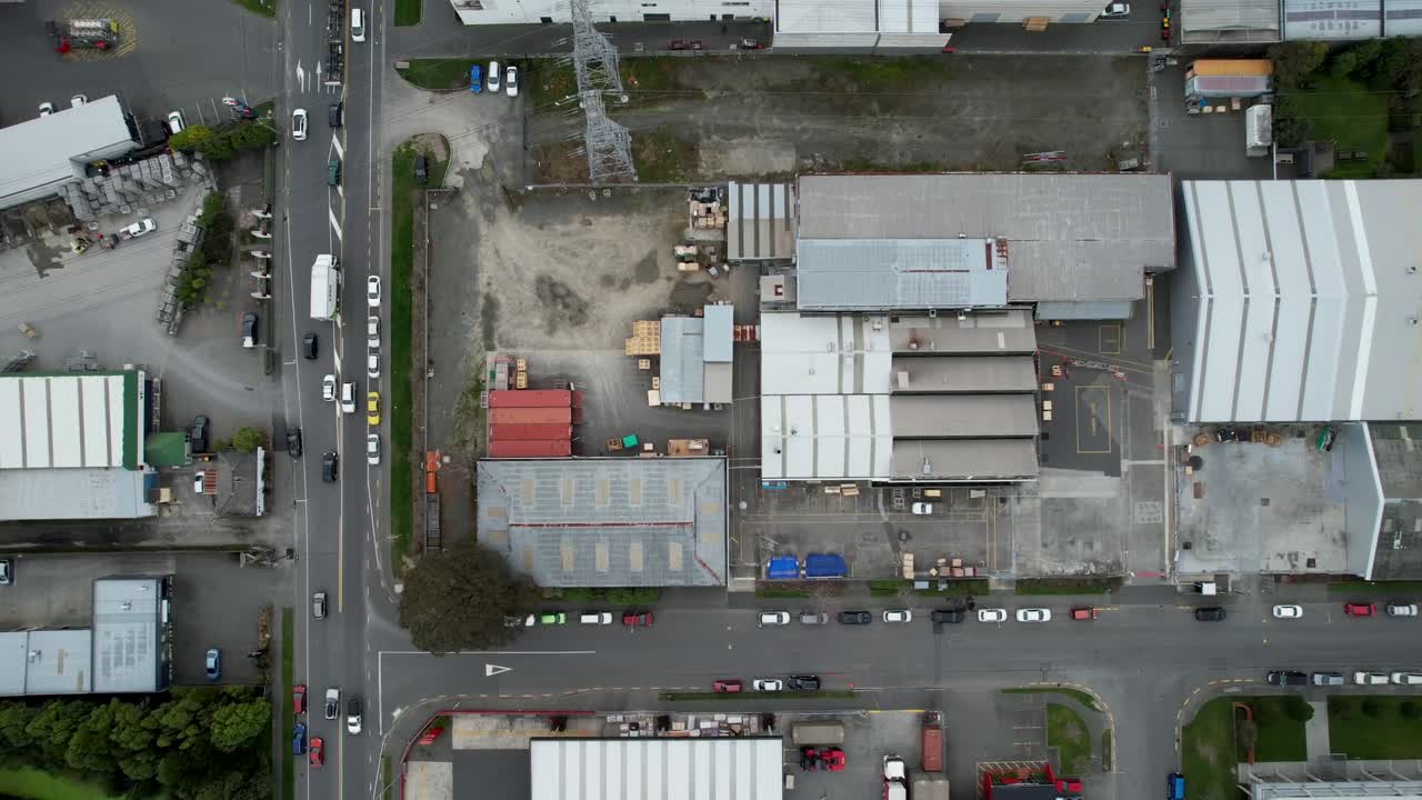 zona industrial aérea de arriba hacia abajo y almacenaje christchurch