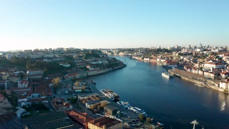 drone shot of porto and douro's rivers