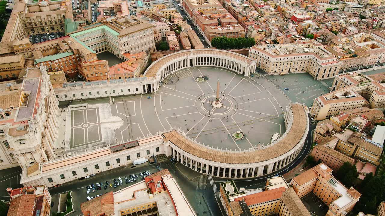 Timeless symmetry of St. Peter’s Square and its ancient obelisk seen from above