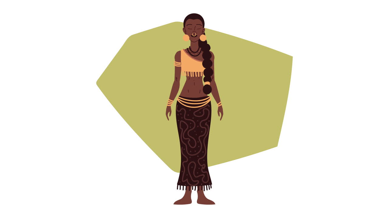 animation de personnages d'ethnie afro féminine indigène