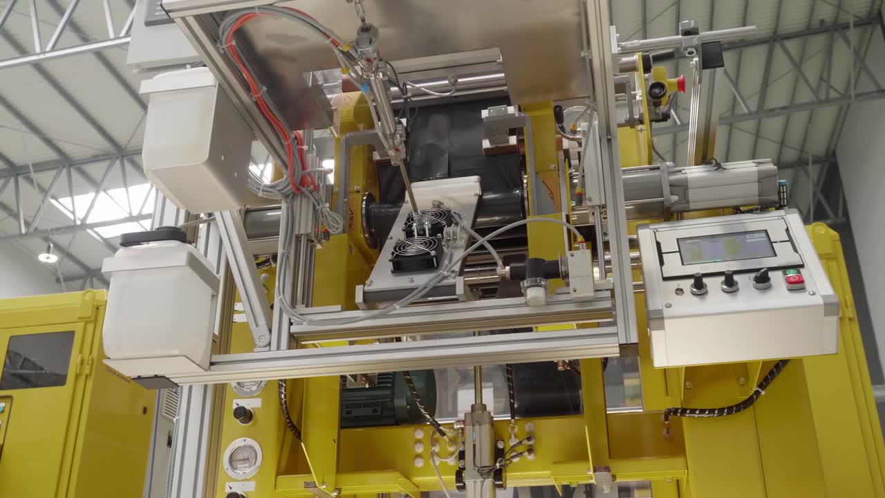 Close-up View of Industrial Machinery in a Factory Setting