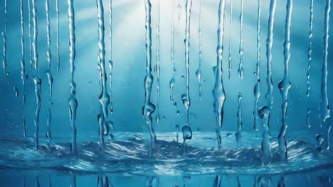 Abstract Blue Water Streams with Light Rays