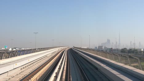 smooth fast motion view of the dubai metro rails