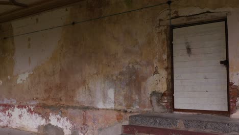 establishing aerial view burtnieki manor remains of ornamental balcony entrance and aged building exterior