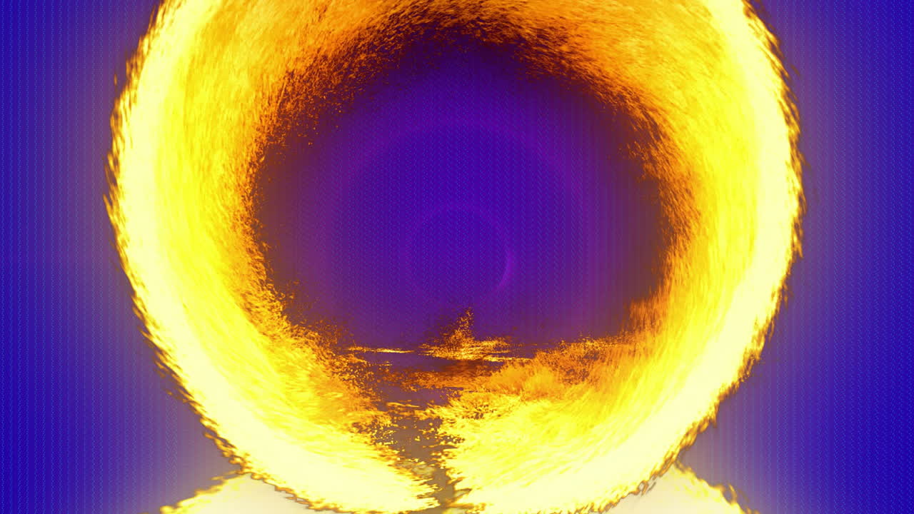 반사와 함께 파란색 배경에 불빛 반지 애니메이션