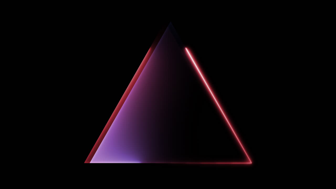 Glowing Neon Triangle Rotation Loop with Energy Trails