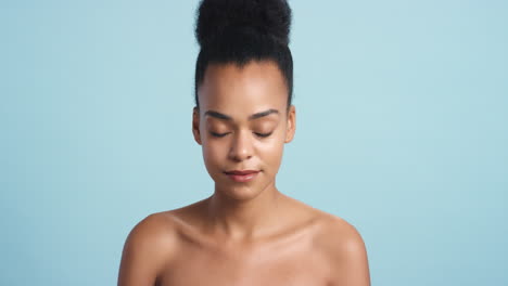 black woman, beauty and skincare model