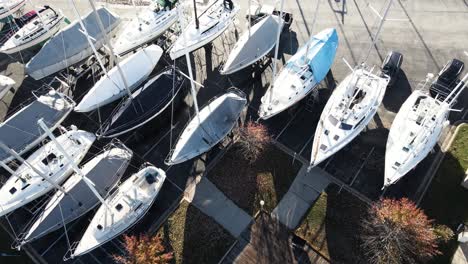 a small town marina with several docked boats