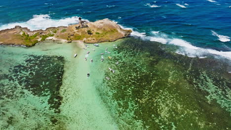 aerial drone view of a lighthouse on ile aux fouquets, ile au phare, bois des amourettes, mauritius