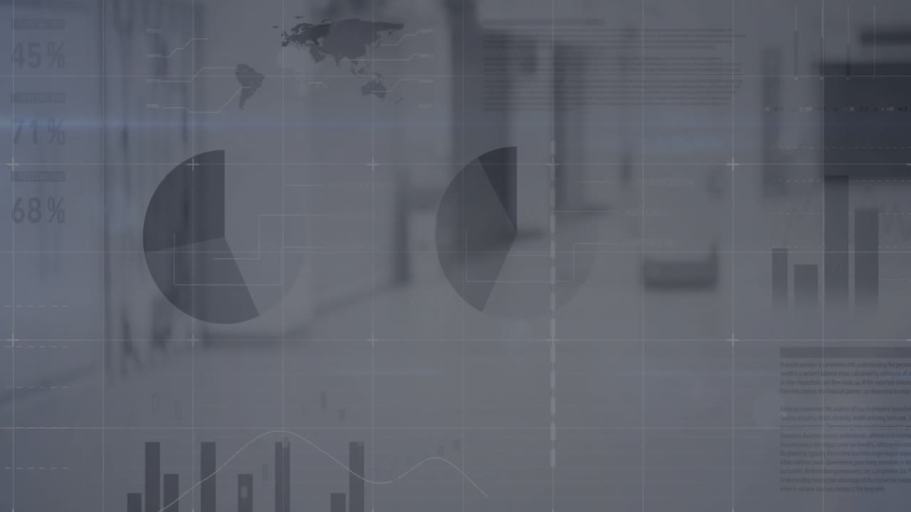 Animation of financial data processing over office