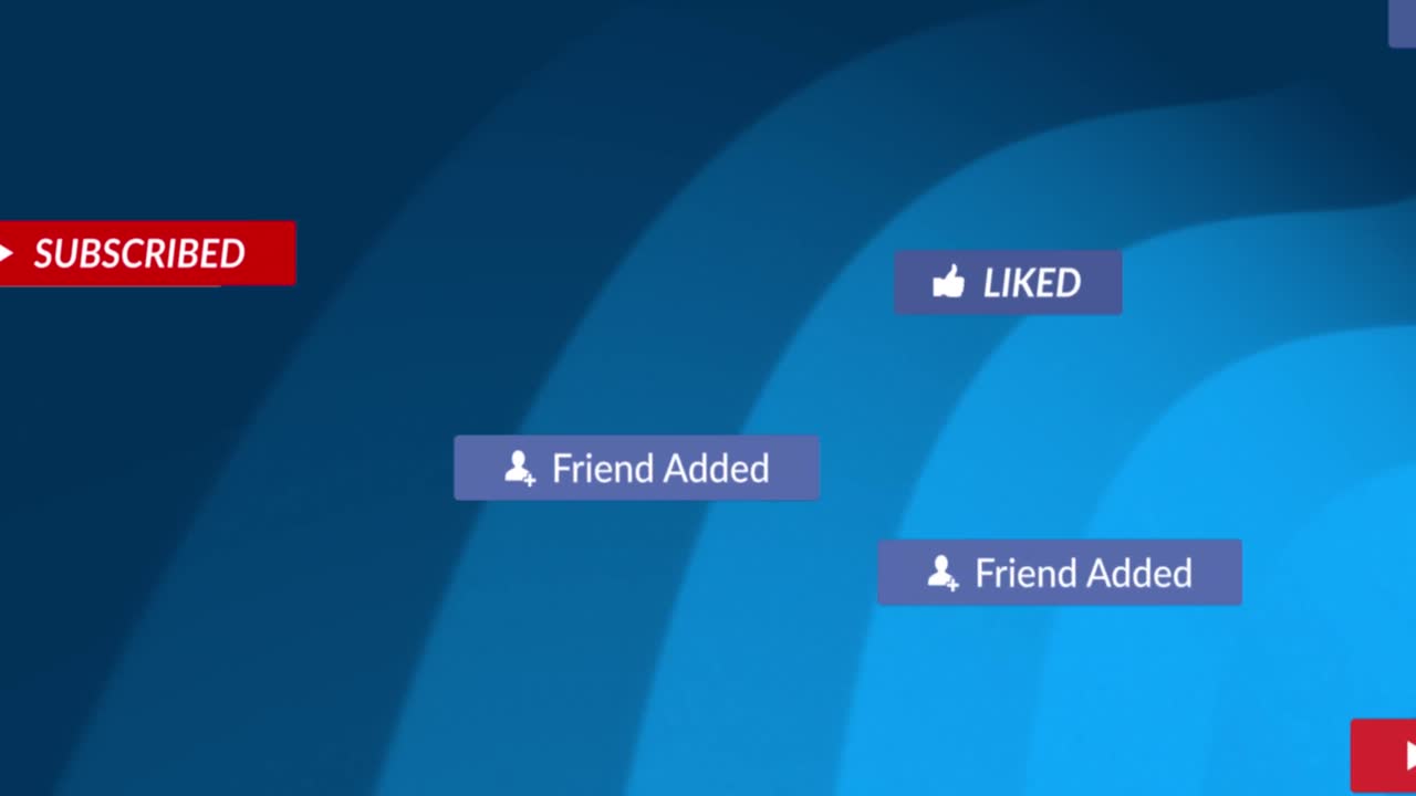 animación de iconos y formas de medios en fondo azul