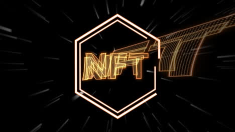 animazione di simboli di criptovaluta nft che si muovono su sfondo nero