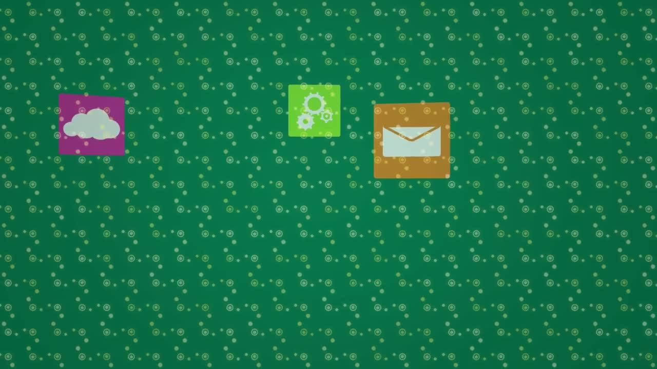Animation of icons over green background with molecules
