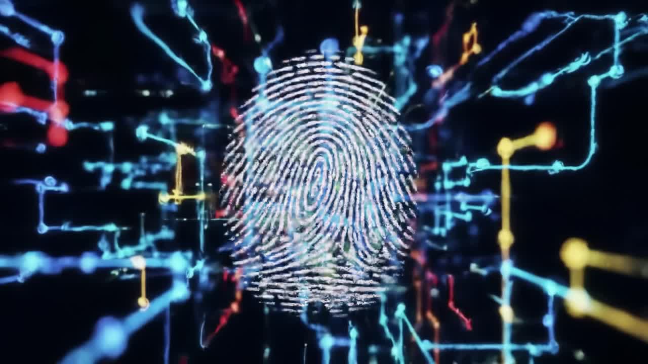 A detailed exploration of fingerprint technology and its role in enhancing cybersecurity. The visuals showcase digital circuits and the intricacies of biometric data collection.