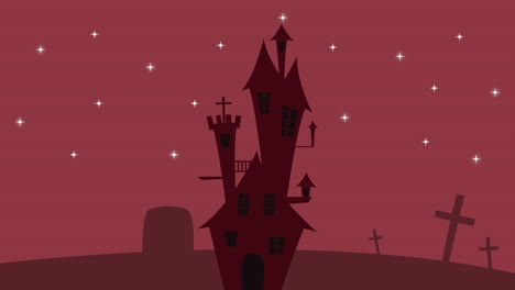 happy halloween animation with dark castle