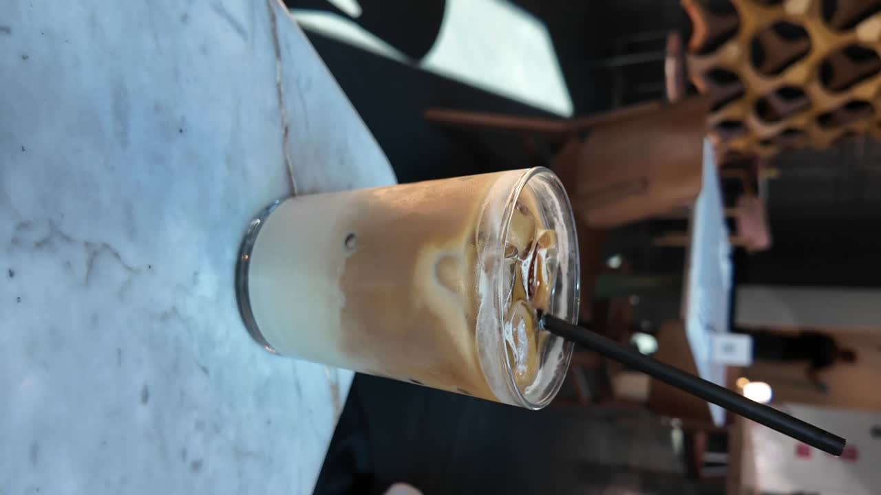 Iced Latte on Marble Table