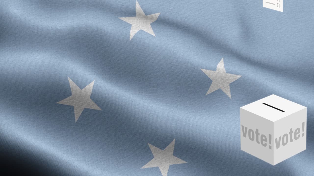 미크로네시아의 발: 미크로네시아 연방국 발, 미크로네지아 연방국 국기, 파동 패턴, 루프 가능한 요소, 직물 질감, 끝없는 루프