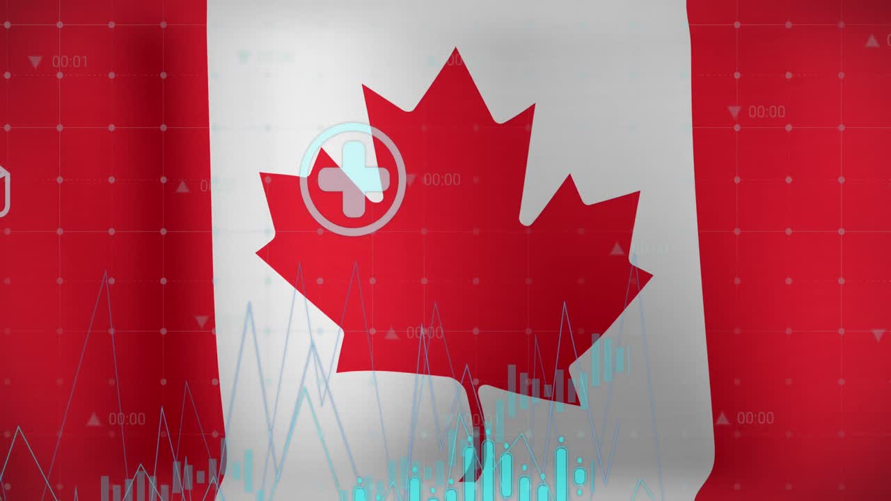 animación del procesamiento de datos sobre la bandera de canadá