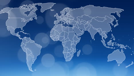 animation of dots and world map on blue background