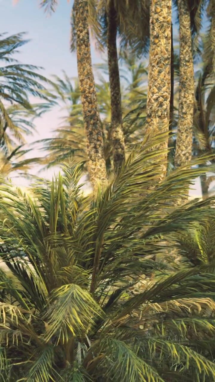Palm trees gather sunlight in a tropical landscape suitable for relaxation