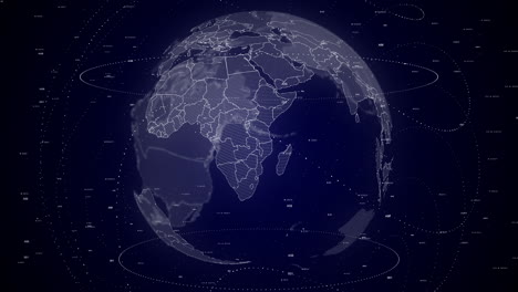 digital globe rotating, zooming in on malawi country