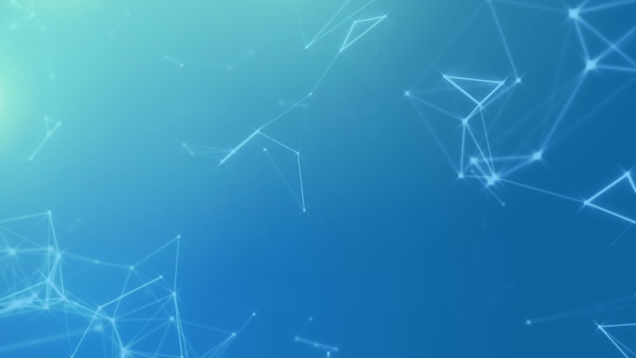 Animation of globe with networks of connections over glowing blue background