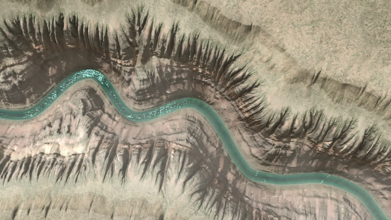 휘어지는 강 이 있는 협곡 의 공중 사진