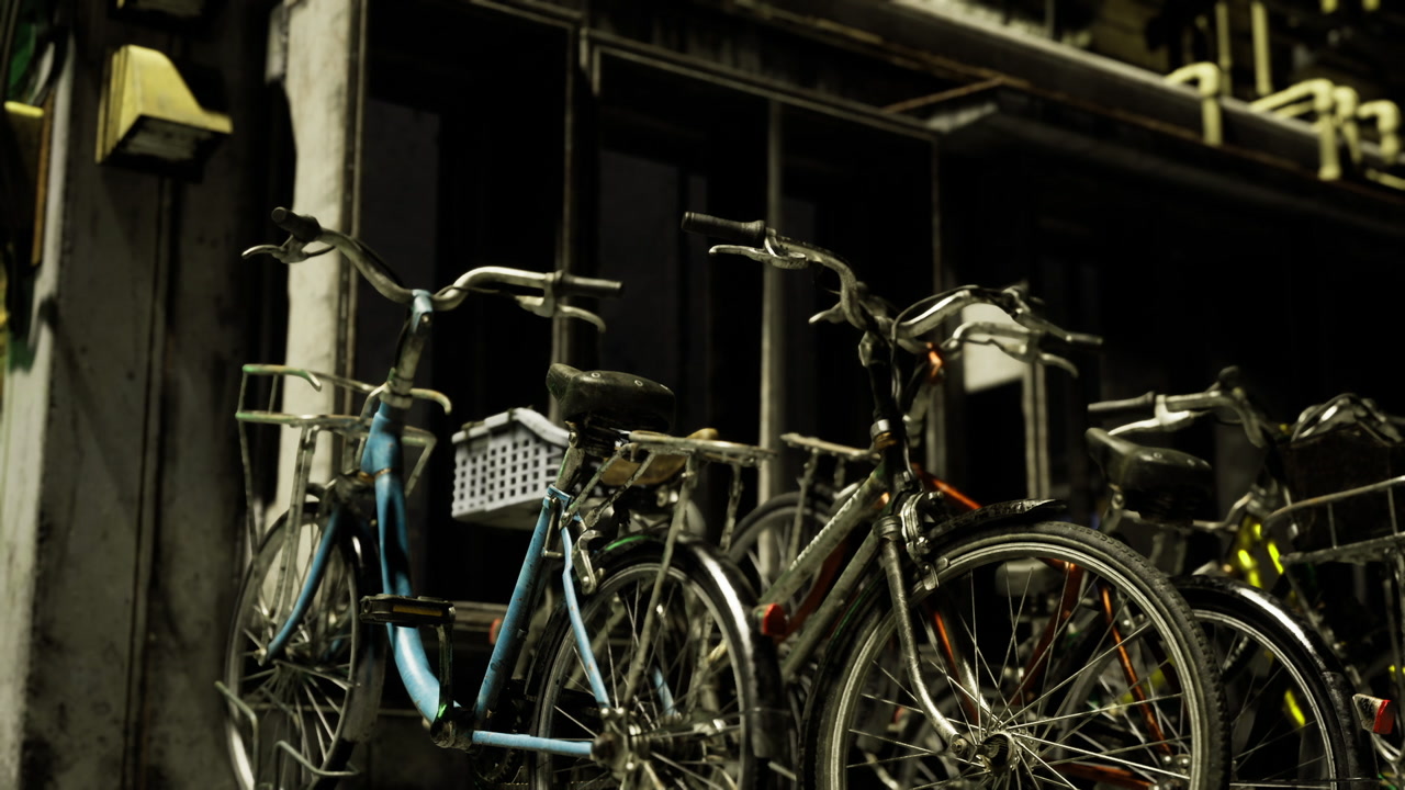Detailed view of bicycle against classical structure with textures