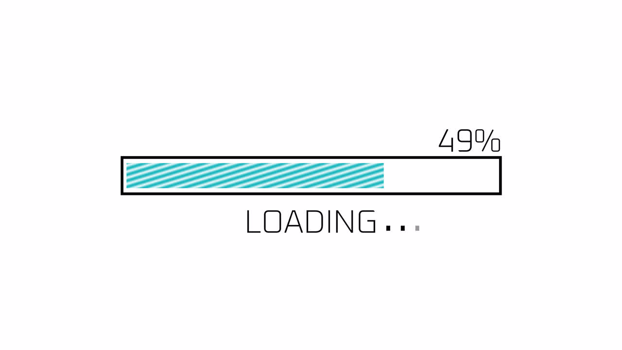 Digital Loading Progress Bar Animation with Percentage on White Background