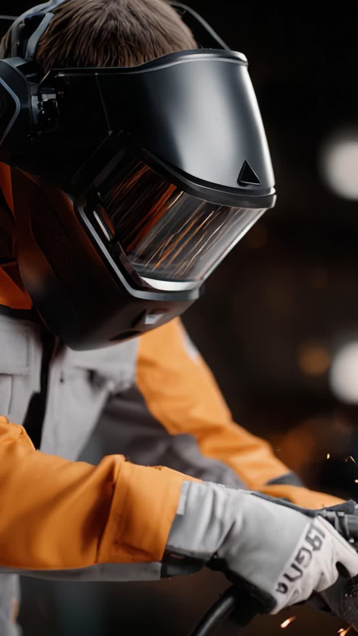 A Skilled Worker Engaged in Precision Welding with Protective Gear and Advanced Equipment in an Industrial Setting, Showcasing Focus and Safety