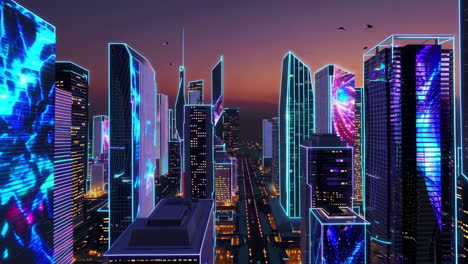 ciudad futurista por la noche