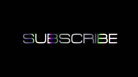 subscribe with glitch text effect isolated title 3d illustration. the silver shine lighting of isolated subscribe seamless loop animation concept isolate using quicktime alpha channel prores 4444.