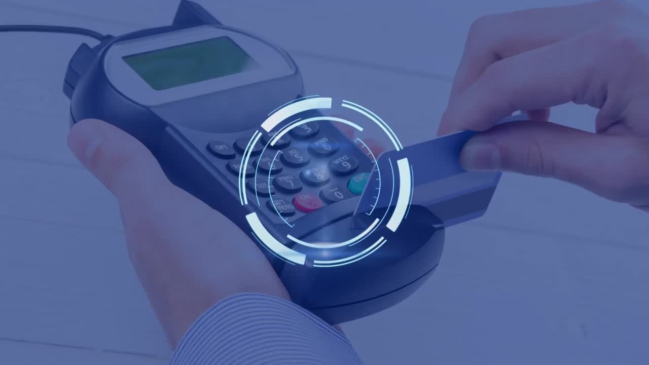 Animation of scope scanning over payment terminal